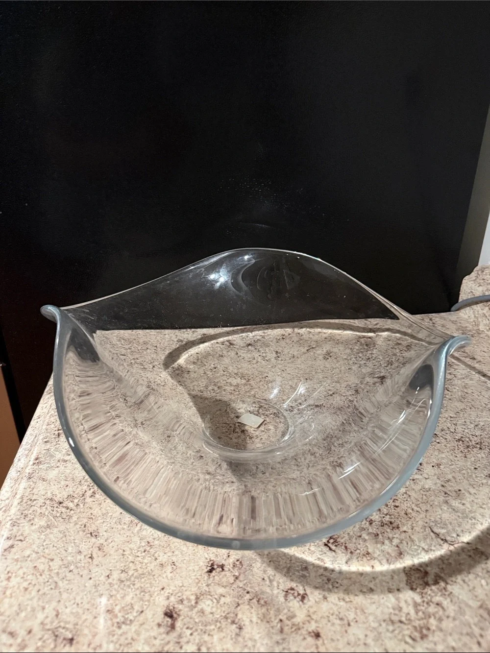 Crate and Barrel Clear Wavy Glass Centerpiece Bowl